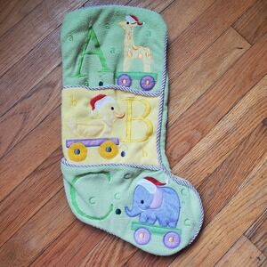 Christmas Stocking ABC animals pockets fleece giraffe duck elephant‎